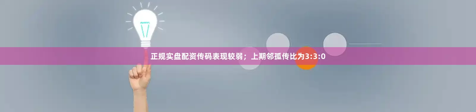 正规实盘配资传码表现较弱；上期邻孤传比为3:3:0